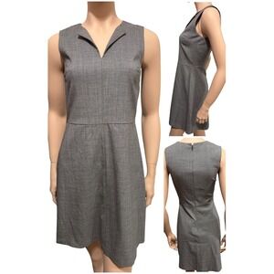 Theory Gray Miyani Graphic Suit Sleeveless Notch Neck Sheath Dress Size 2